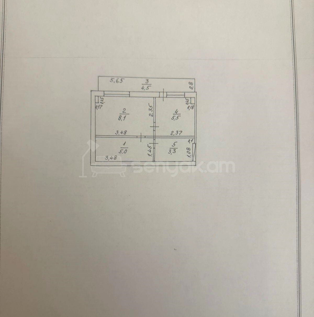 1 Սենյականոց Բնակարան, 27քմ, 8/9 հարկ, Պետական Վիճակում