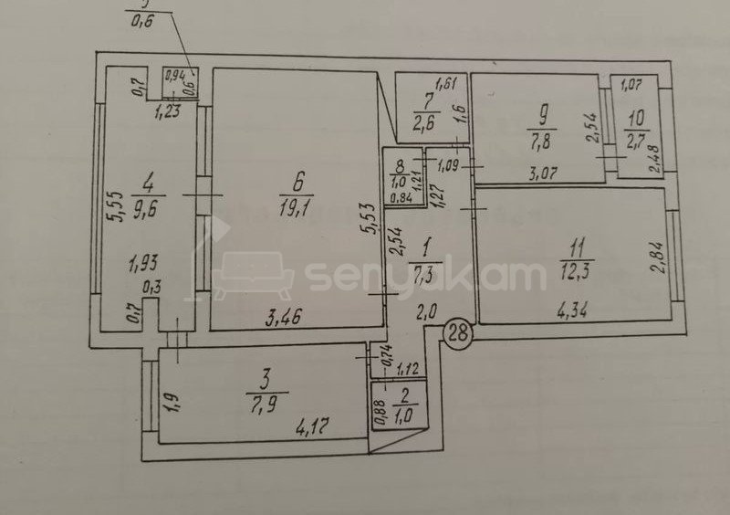 3 Սենյականոց Բնակարան, 73քմ, 5/9 հարկ, Նորմալ Վիճակում