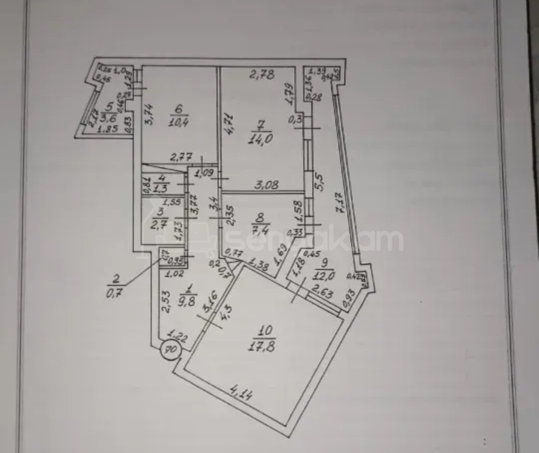 3 Սենյականոց Բնակարան, 80քմ, 10/16 հարկ, Նորմալ Վիճակում