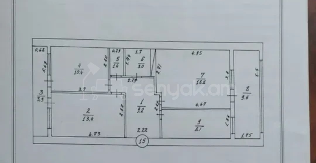 3 Սենյականոց Բնակարան Քարե Շենքում, 78քմ, 5/5 հարկ, Նորմալ Վիճակում