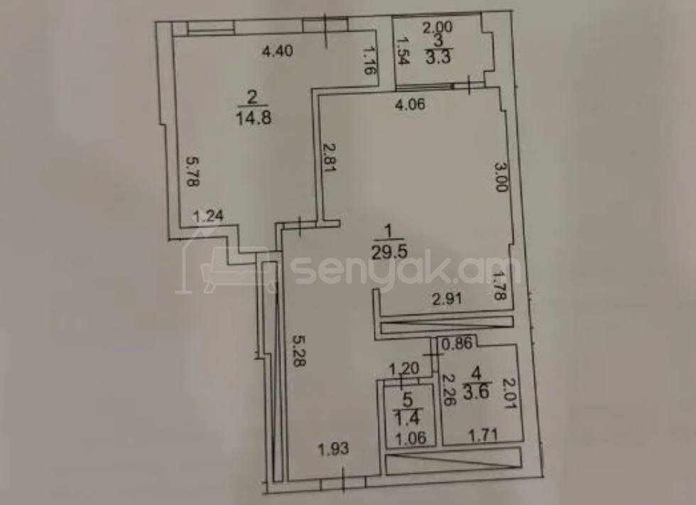 2 Սենյականոց Բնակարան, 52քմ, 4/14 հարկ, Զրոյական Վիճակում