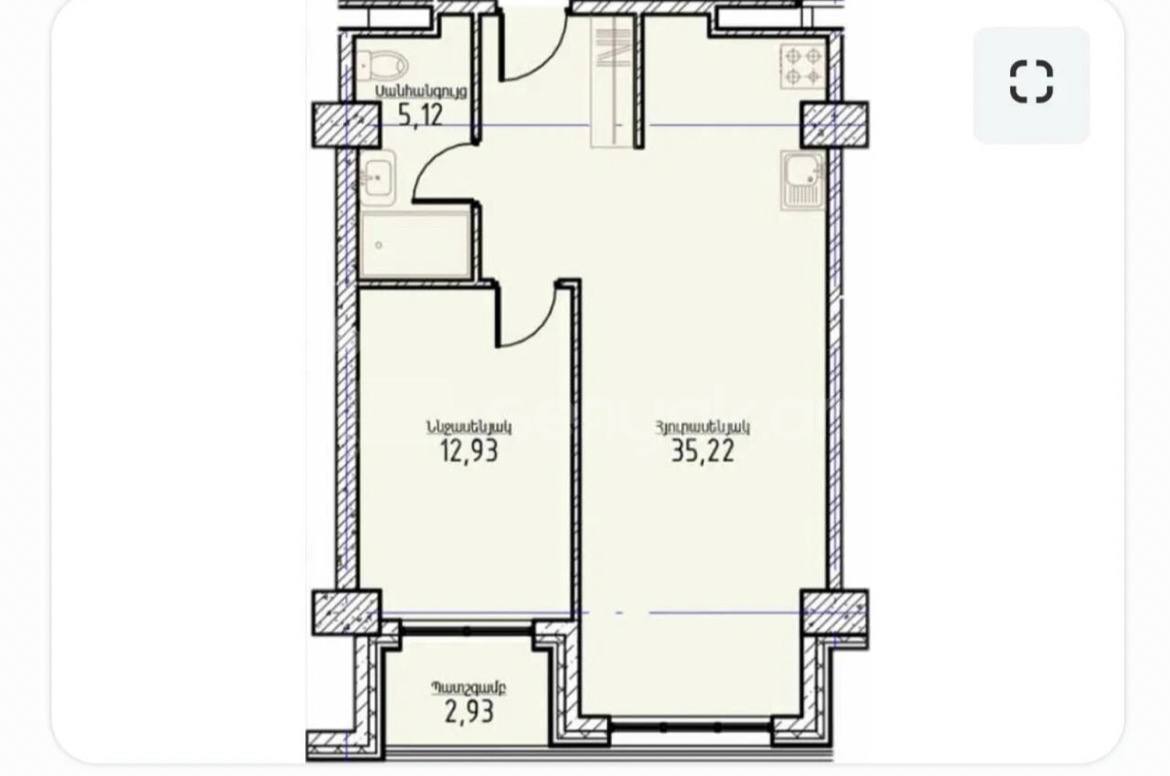2 Սենյականոց Բնակարան, 57քմ, 8/14 հարկ, Զրոյական Վիճակում