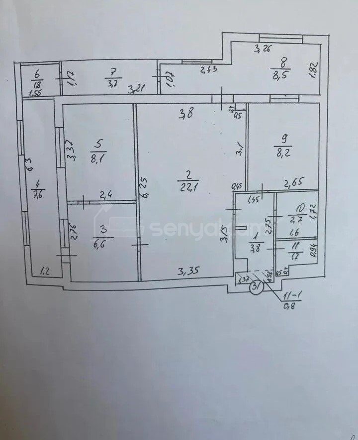 3 Սենյականոց Բնակարան, 75քմ, 8/14 հարկ, Պետական Վիճակում