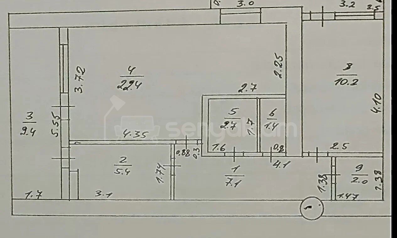 2 Սենյականոց Բնակարան Քարե Շենքում, 68քմ, 4/5 հարկ, Նորմալ Վիճակում
