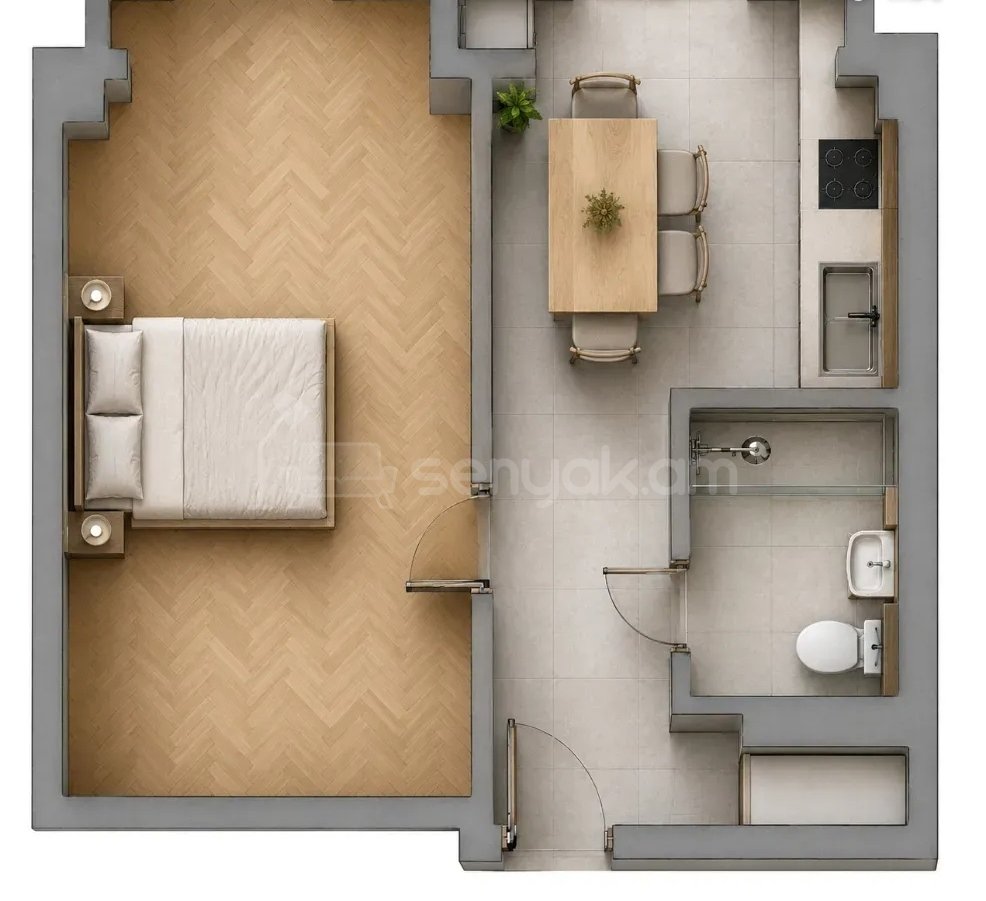 2 Սենյականոց Բնակարան, 41քմ, 4/9 հարկ, Նորմալ Վիճակում