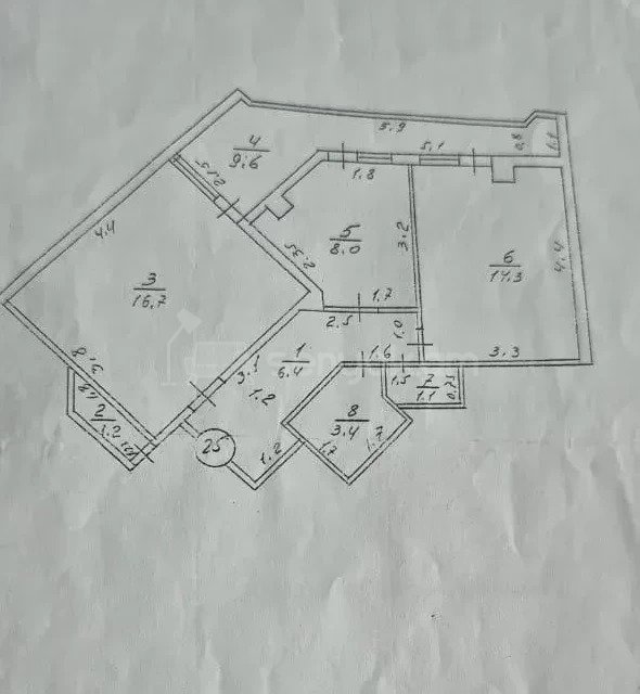 2 Սենյականոց Բնակարան, 62քմ, 5/16 հարկ, Պետական Վիճակում