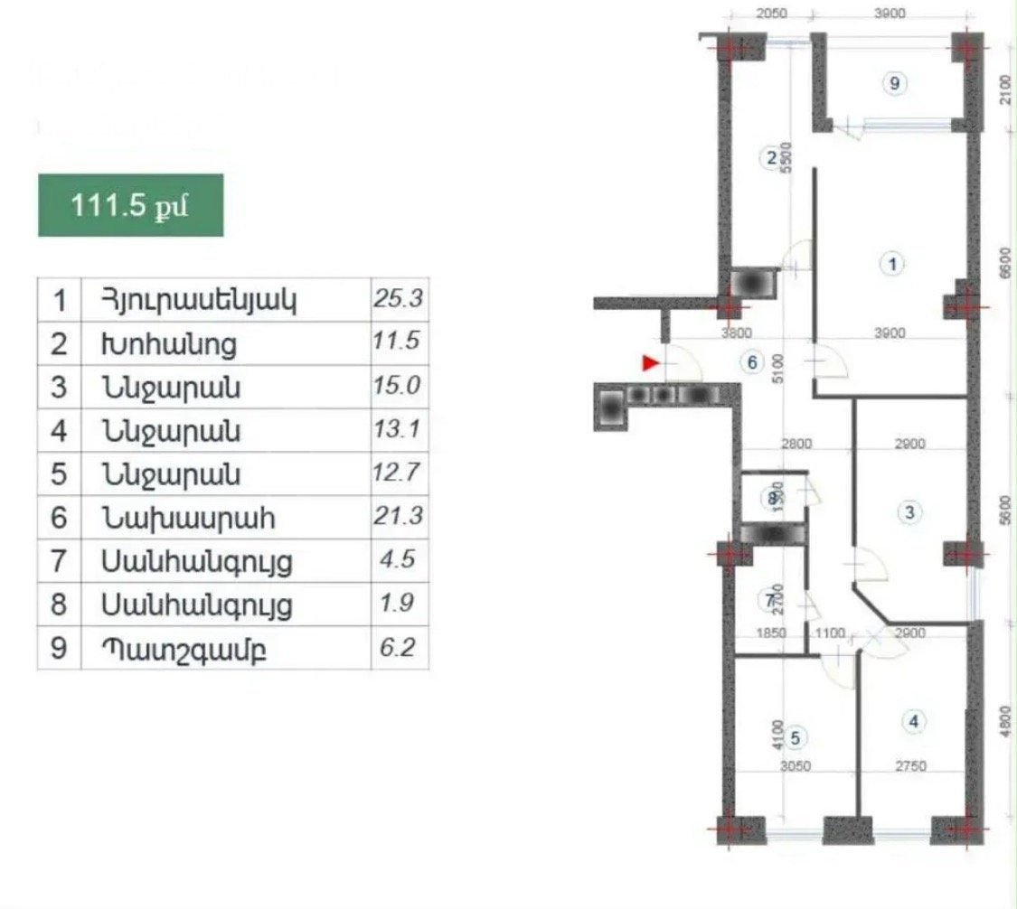 4 Սենյականոց Բնակարան Նորակառույցում, 111քմ, 5/12 հարկ, Զրոյական Վիճակում