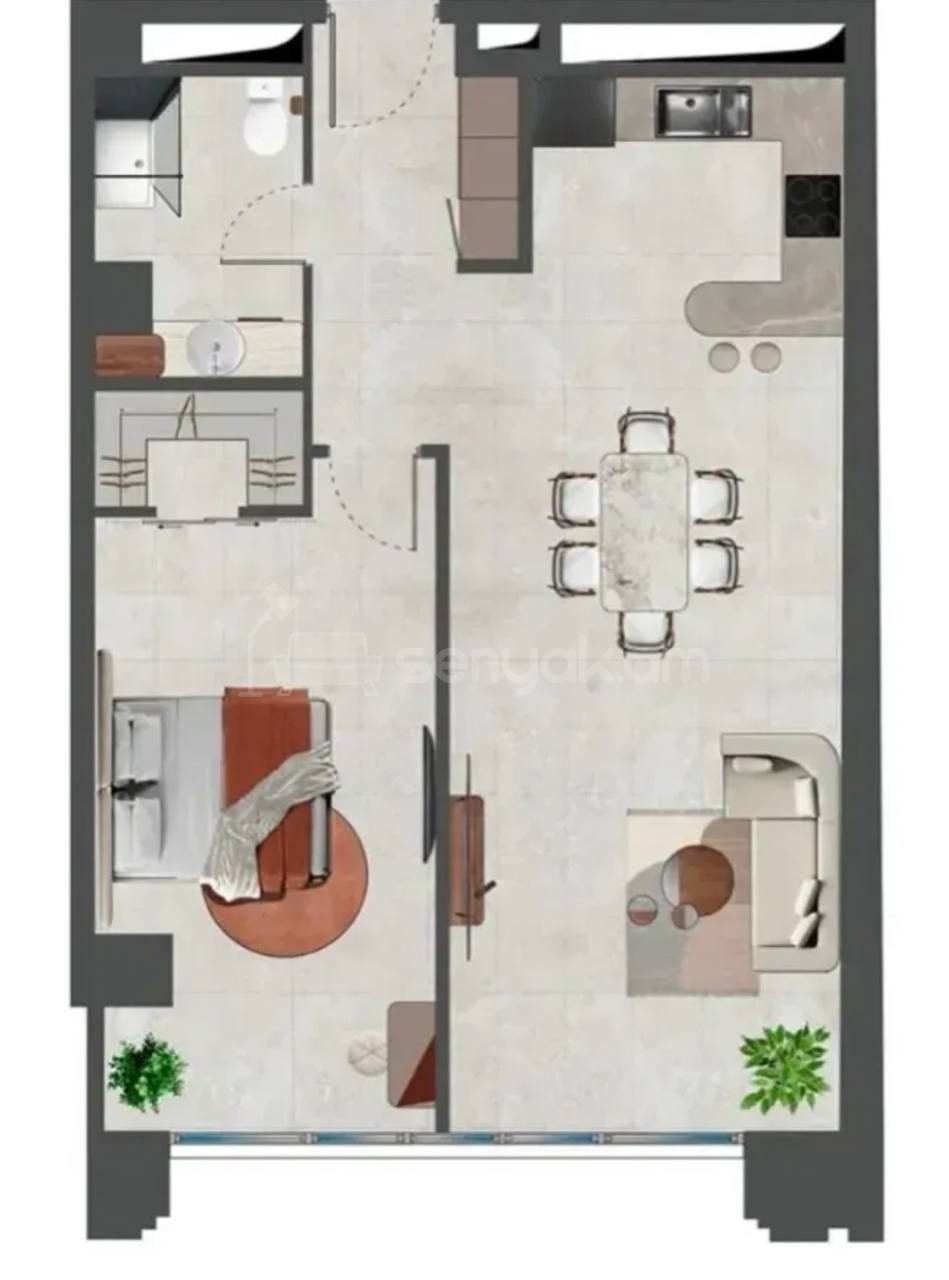 2 Սենյականոց Բնակարան, 59քմ, 2/16 հարկ, Զրոյական Վիճակում