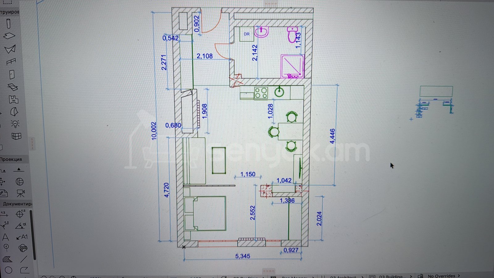 1 Սենյականոց Բնակարան Նորակառույցում, 47քմ, 3/5 հարկ, Զրոյական Վիճակում
