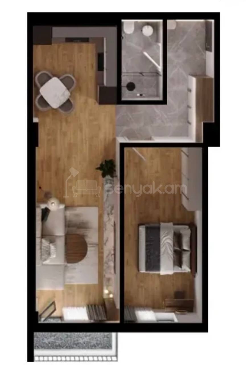 2 Սենյականոց Բնակարան, 55քմ, 9/12 հարկ, Զրոյական Վիճակում