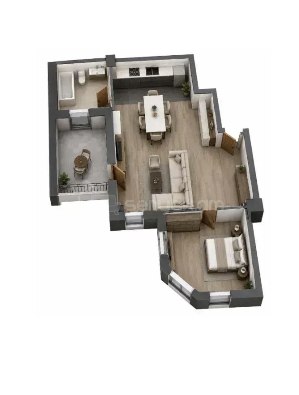 2 Սենյականոց Բնակարան Նորակառույցում, 57քմ, 4/10 հարկ, Զրոյական Վիճակում