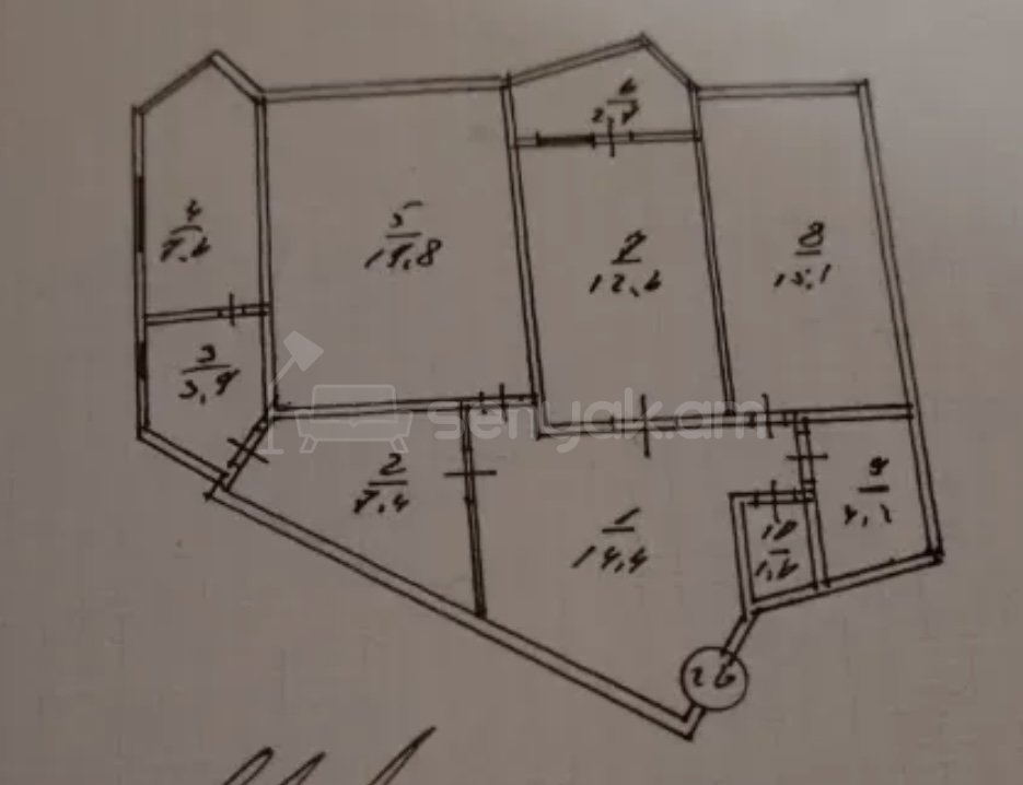 3 Սենյականոց Բնակարան, 93քմ, 6/16 հարկ, Նորմալ Վիճակում
