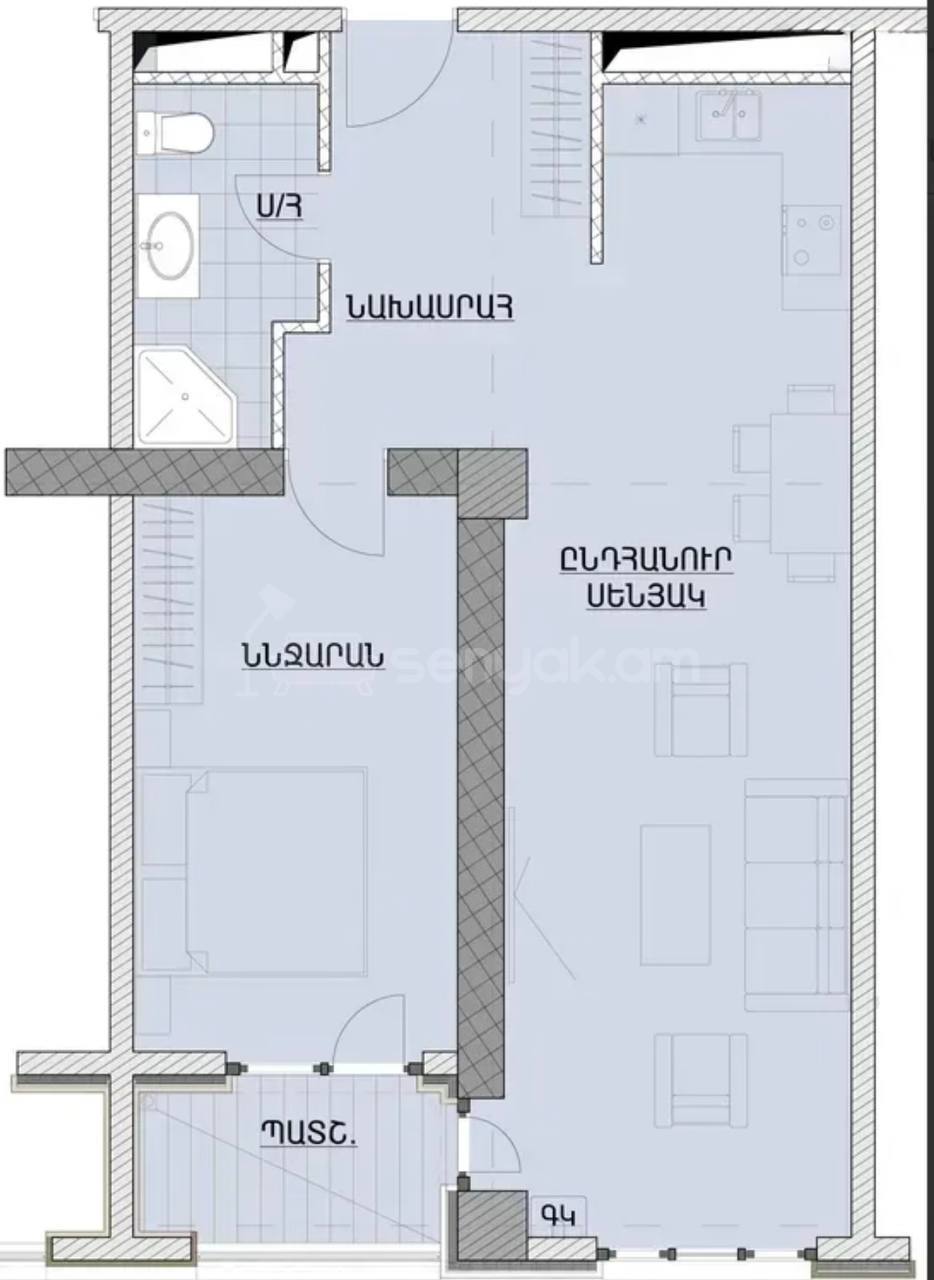 2 Սենյականոց Բնակարան, 59քմ, 11/14 հարկ, Զրոյական Վիճակում