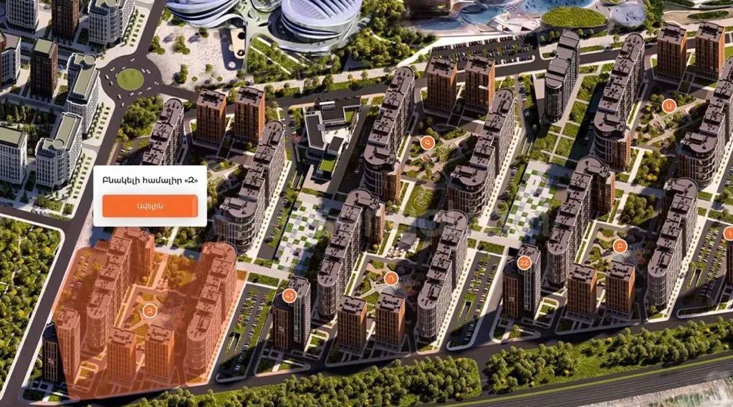 2 Սենյականոց Բնակարան Նորակառույցում, 57քմ, 2/16 հարկ, Զրոյական Վիճակում
